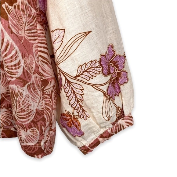 NEW Tahari 100% Linen Pink Floral Button Down Top Size Small - Picture 8 of 15